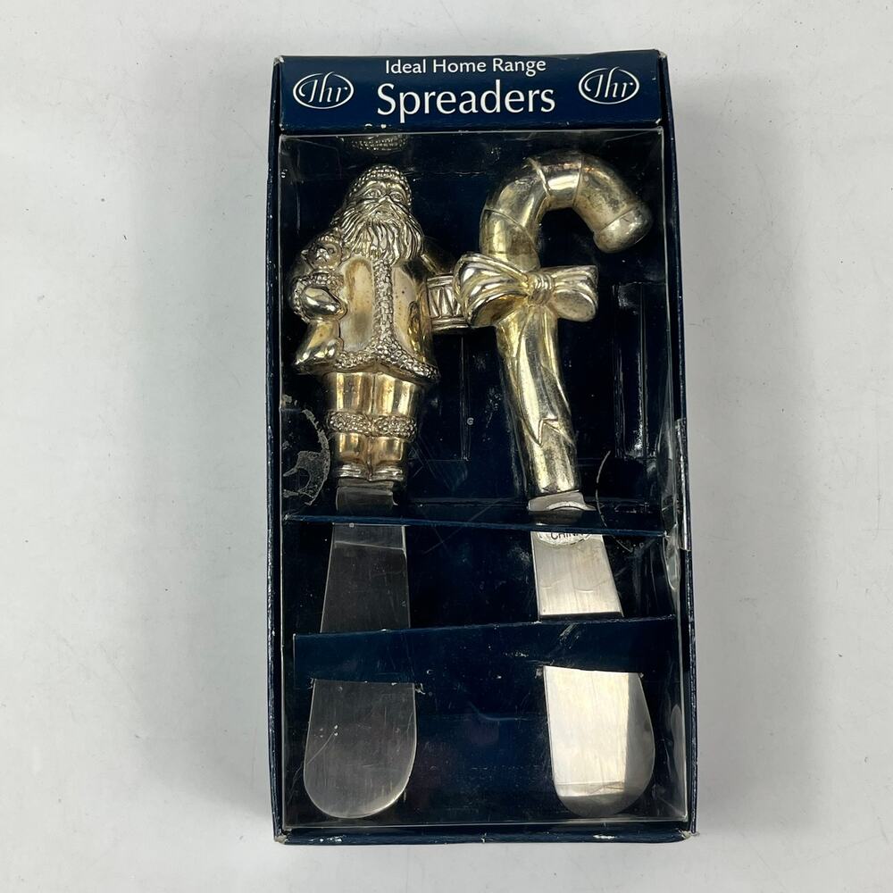 IHR Christmas Santa Candy Cane Spreader Set Stainless Steel Handles 5.5" Holiday